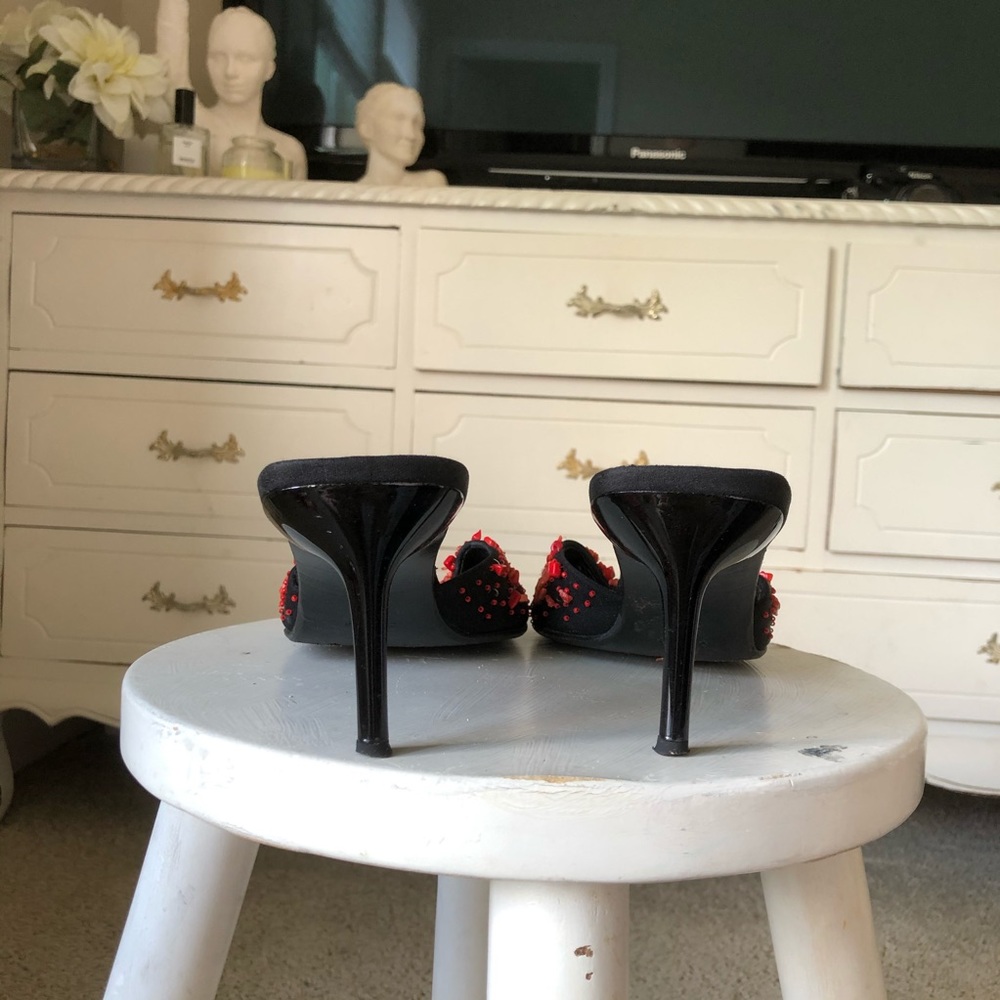 Black Sandal Kitten Heels 9 Red Casadei - Picture 6 of 8